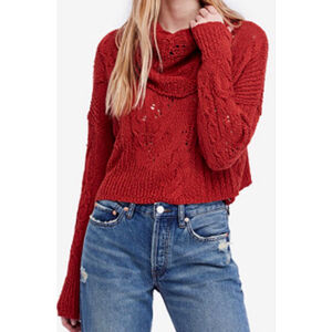 Women's Free People Shades of Dawn Cowl Neck Cropped Sweater S